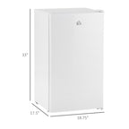 Mini-réfrigérateur compact HOMCOM de 3,2 pi³ avec congélateur, porte simple et thermostat réglable pour chambre à coucher