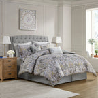 Ensemble de couette en coton gris à motif damassé Harbor House Hallie, 6 pièces
