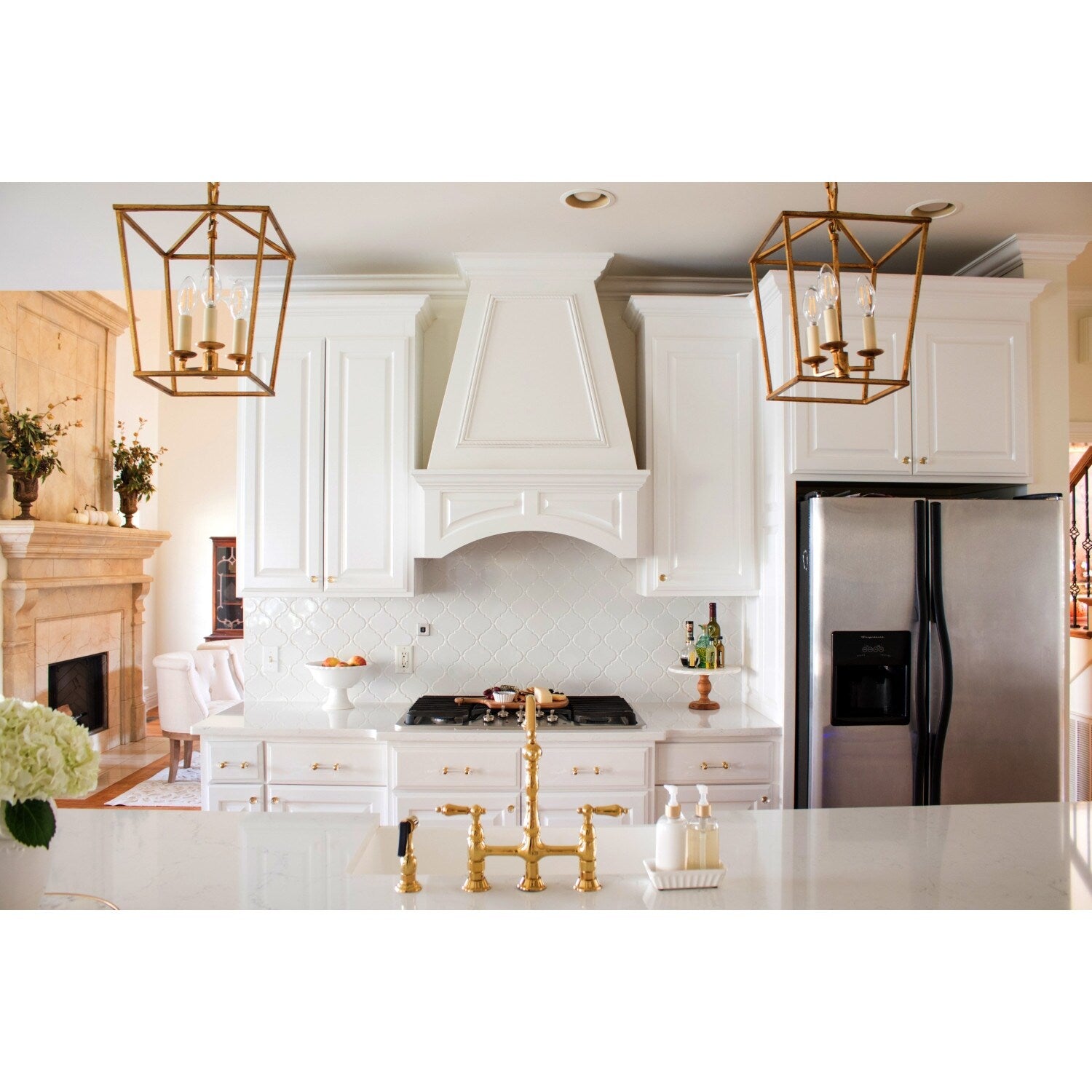 Robinet de cuisine Heritage Bridge avec douchette en laiton