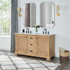 Meuble-lavabo Hervas avec plateau en marbre naturel sans miroir
