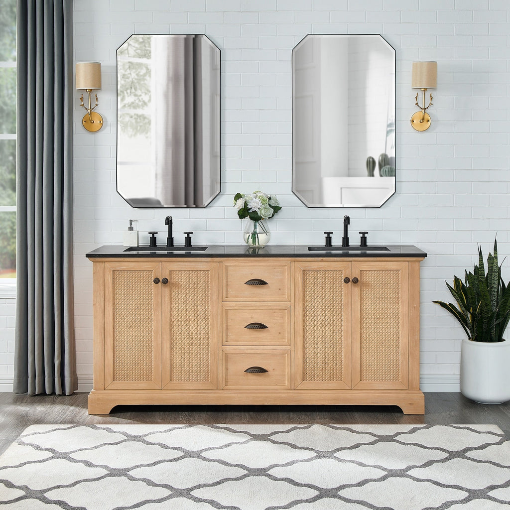 Meuble-lavabo Hervas avec plateau en marbre naturel sans miroir