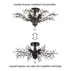 Plafonnier à 4 lumières en cristal avec feuilles de houx